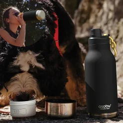 ASOBU Buddy 3-in-1 Water Bottle with Removable Dog Bowl & Food Compartment, 32 oz., Black (SDB2)