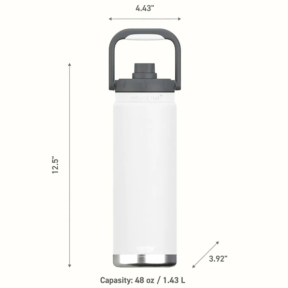 ASOBU Canyon Stainless Steel Vacuum Insulated Water Bottle, 50 oz., White (ADNATMF7W)