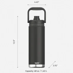 ASOBU Canyon Stainless Steel Vacuum Insulated Water Bottle, 50 oz., Black (ADNATMF7BK)