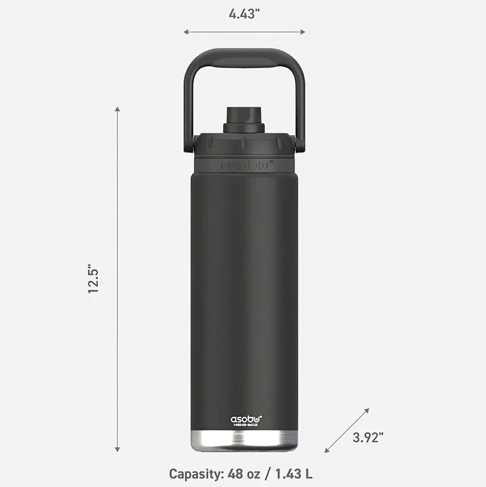 ASOBU Canyon Stainless Steel Vacuum Insulated Water Bottle, 50 oz., Black (ADNATMF7BK)