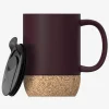 ASOBU Ceramic Travel Mug with Cork Base, 12 oz., Burgundy (SM50BURG)