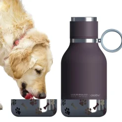 ASOBU Insulated Water Bottle with Removable Dog Bowl, 33 oz., Burgundy (NA-SDB1)
