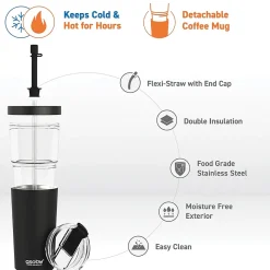 ASOBU Marina See-Through Triton Tumbler with Flexible Straw, 28 oz., Black (ICT400)