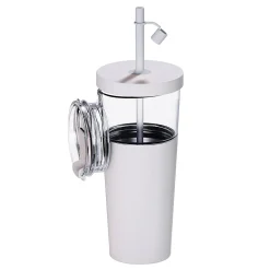 ASOBU Marina See-Through Triton Tumbler with Flexible Straw, 28 oz., White (ICT400)
