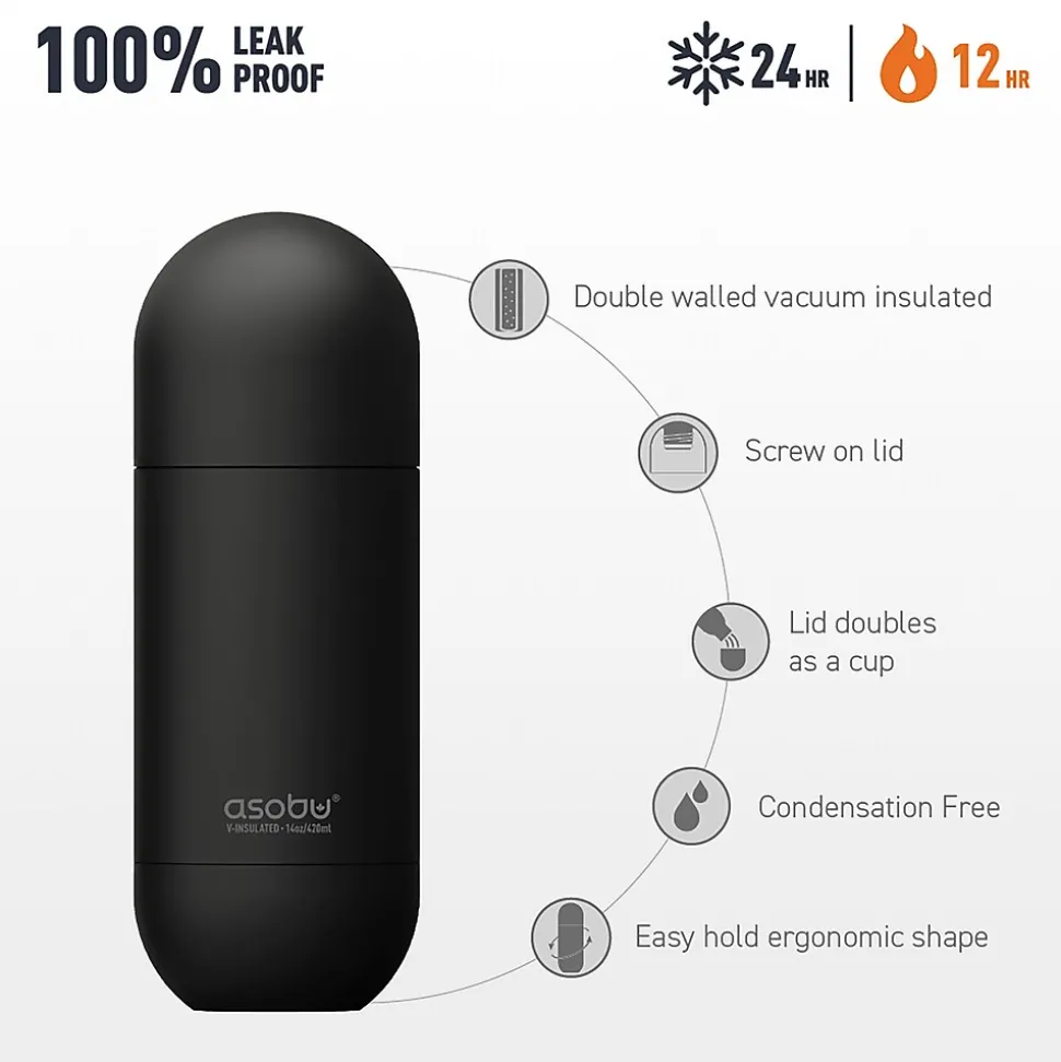 ASOBU Orb Stainless Steel Vacuum Insulated Water Bottle, 14 oz., Pastel Teal (ADNASBV30PT)