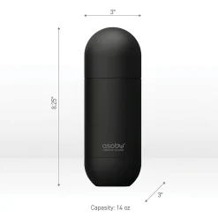 ASOBU Orb Stainless Steel Vacuum Insulated Water Bottle, 14 oz., Silver (ADNASBV30SIL)