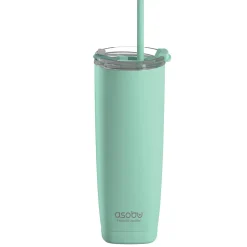 ASOBU 20-Ounce Aquilina Double-Wall-Insulated Stainless Steel Tumbler with Straw, Mint Green (NA-BF23MINT)