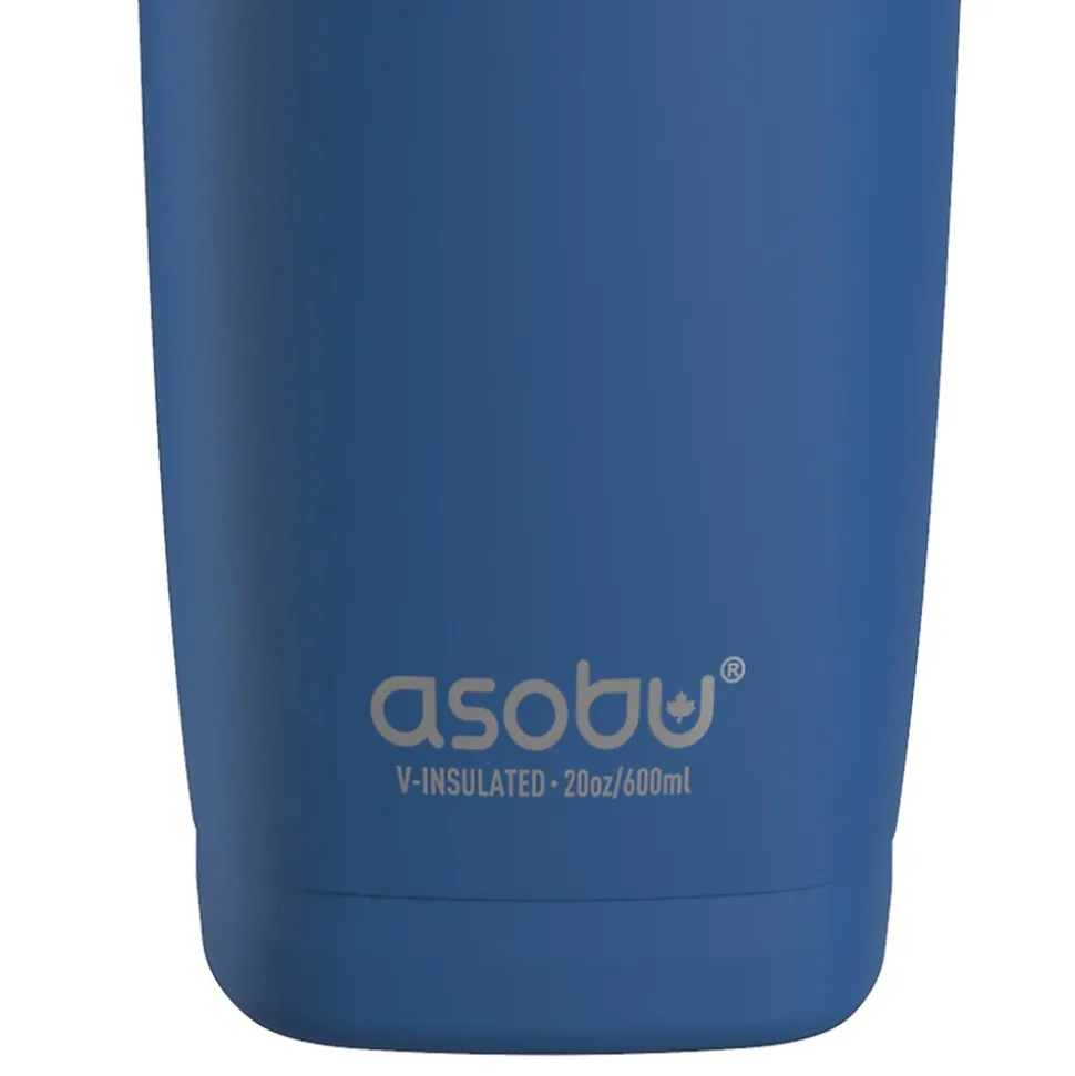 ASOBU 20-Ounce Aquilina Double-Wall-Insulated Stainless Steel Tumbler with Straw, Blue (NA-BF23B)