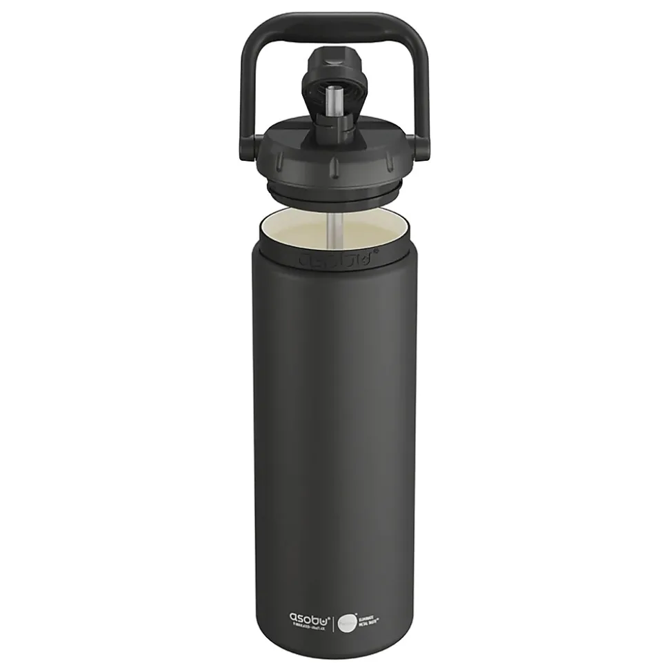 ASOBU Puramic Canyon Ceramic Double Wall Insulated Water Bottle, 50 oz., Black (ADNATMF7C)