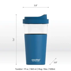 ASOBU Vista Stainless Steel Clear-Insulation Tritan Coffee Mug, 20 oz., Blue (SM40)