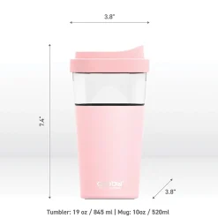 ASOBU Vista Stainless Steel Clear-Insulation Tritan Coffee Mug, 20 oz., Pink (SM40)