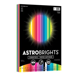Astrobrights 65 lb. Cardstock Paper, 8.5" x 11", Spectrum Assortment, 100 Sheets/Ream (91398)