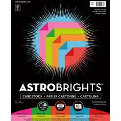 Astrobrights 70 lb. Cardstock Paper, 8.5" x 11", Double Color Assortment, 80 Sheets/Ream (91668)
