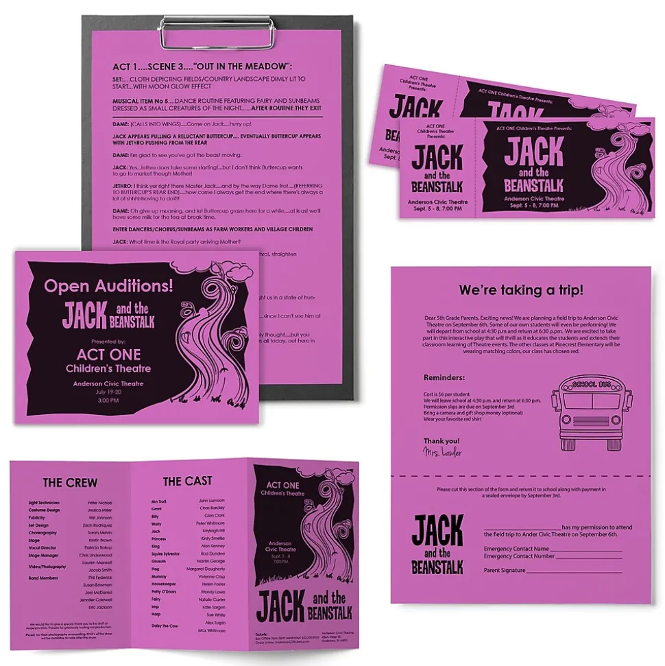 Astrobrights Colored Paper, 24 lbs., 8.5" x 11", Outrageous Orchid, 500 Sheets/Ream (21946)