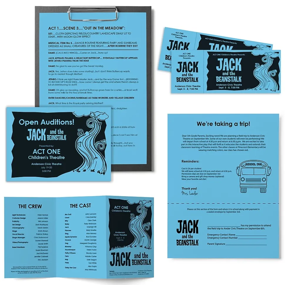 Astrobrights Colored Paper, 24 lbs., 8.5" x 11", Lunar Blue, 500 Sheets/Ream (22521/21528)