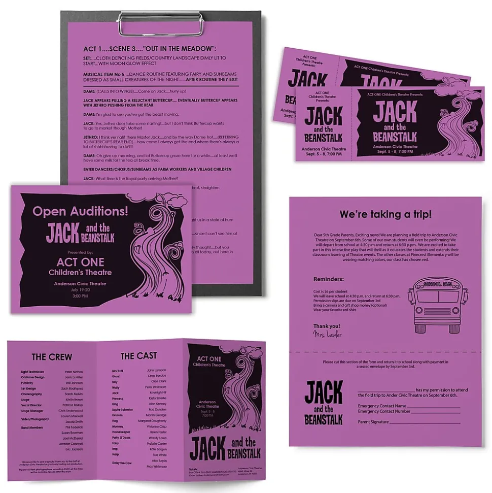 Astrobrights Colored Paper, 24 lbs., 8.5" x 11", Planetary Purple, 500 Sheets/Ream (22671)