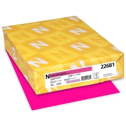 Astrobrights Colored Paper, 24 lbs., 8.5" x 11", Fireball Fuchsia, 500 Sheets/Ream (22681/21688)