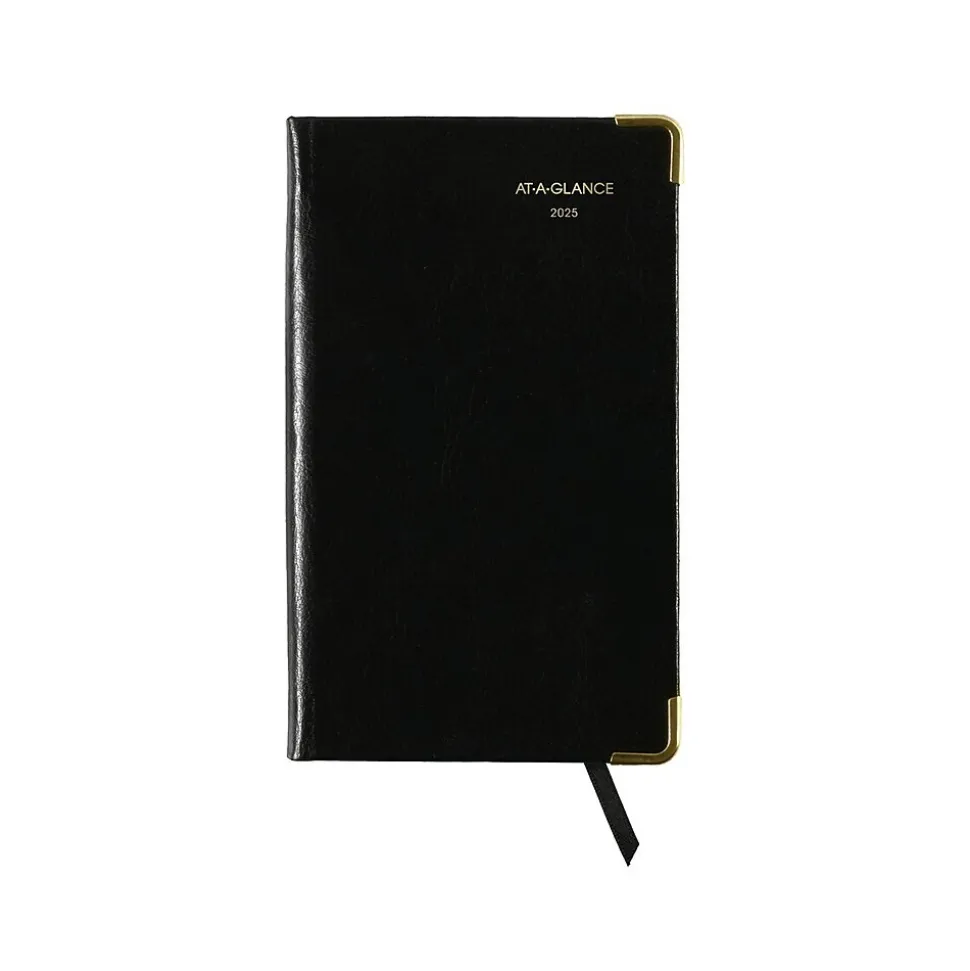 AT-A-GLANCE Fine Pocket Hardcover Diary, 3" x 5", Ruled, Black (70-1111-05-25)