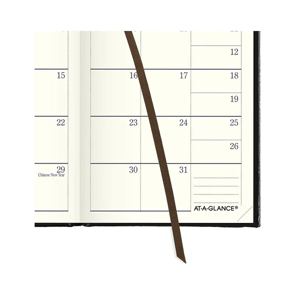 AT-A-GLANCE Fine Pocket Hardcover Diary, 3" x 5", Ruled, Black (70-1111-05-25)