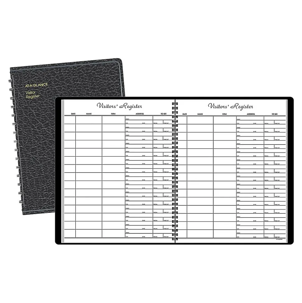 AT-A-GLANCE Wirebound Visitor Book, 8.5" x 11", Black (80580 05)
