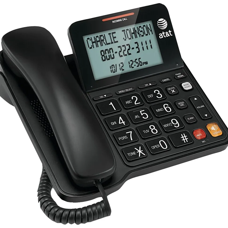 AT&T ATTCL2940 Single Line Corded Phone, Black