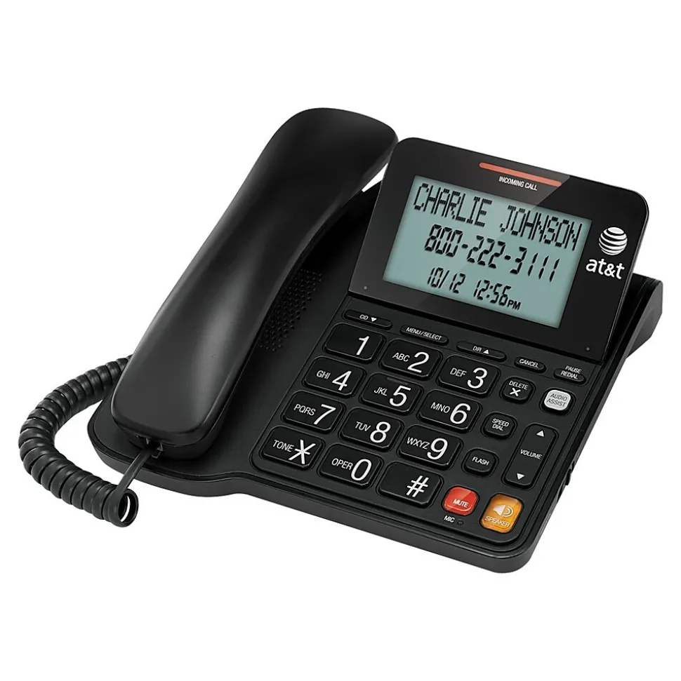AT&T ATTCL2940 Single Line Corded Phone, Black