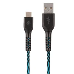 AT&T Charge and Sync USB to Type-C Cable, 4 ft., Blue (TCB04-BLU)