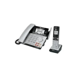 AT&T Connect to Cell 2-Line Cordless VOIP Phone with Digital Answering, Black/Silver (TL86103)