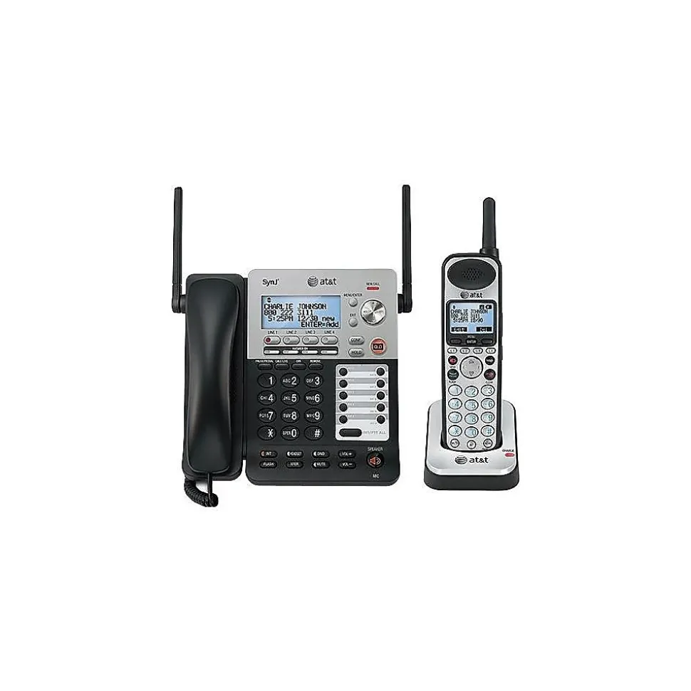 AT&T 4-Line Cordless Phone with 2-Handsets & Digital Answering, Silver/Black (SB67138)