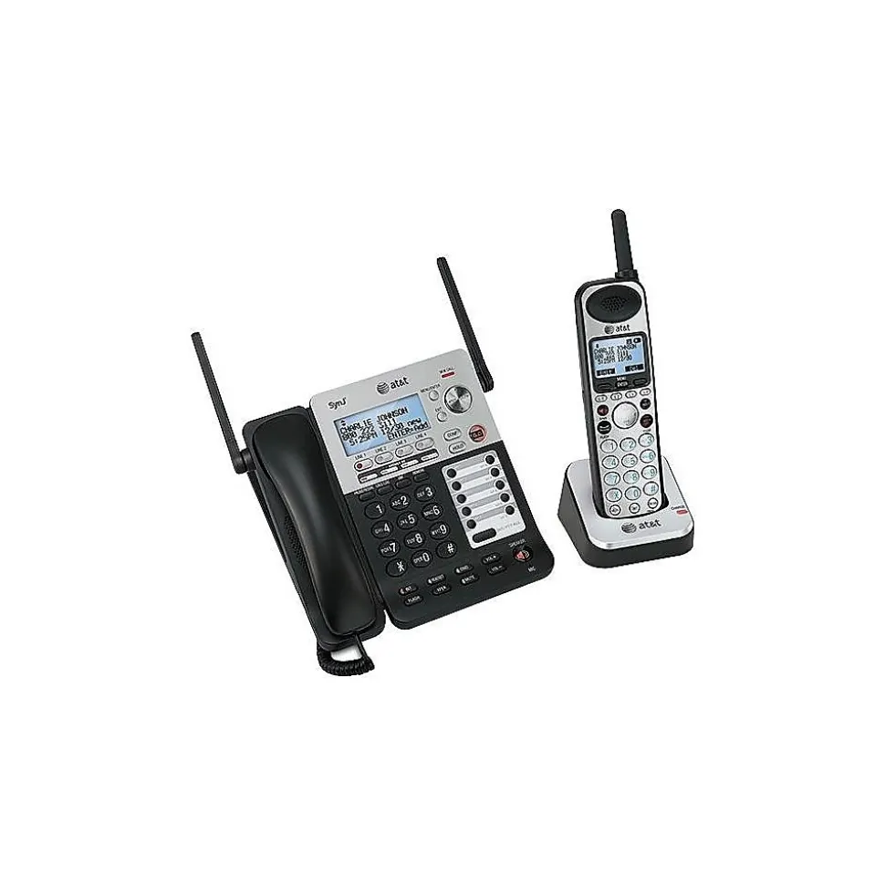 AT&T 4-Line Cordless Phone with 2-Handsets & Digital Answering, Silver/Black (SB67138)