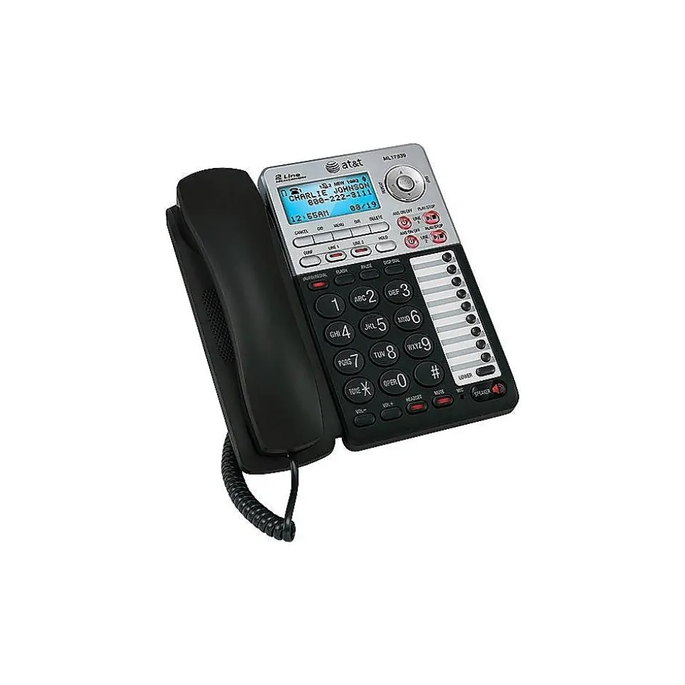 AT&T ML17939 2-Line Corded Phone, Silver/Black