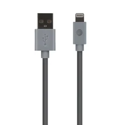 AT&T PVC Charge and Sync Lightning Cable, 10 ft., Gray, (PVLC10-GRY)