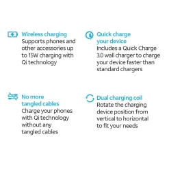 AT&T Wireless Charging Stand with Quick Charge 3.0 Rapid Charger, Black (CETWCS10)