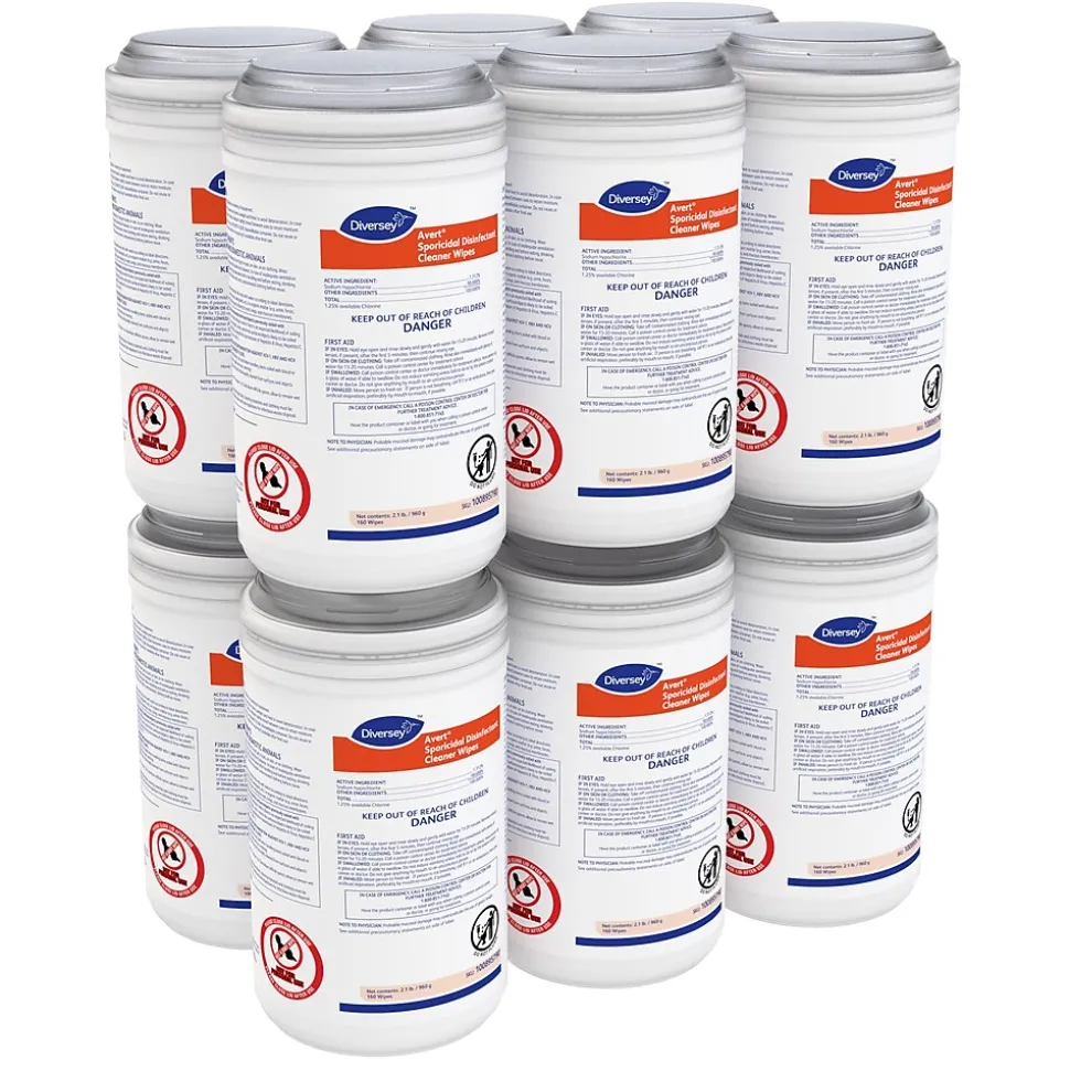 Avert Sporicidal Disinfecting Wipes, 160 Wipes/Container, 12/Carton (100895790)