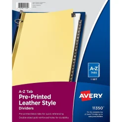 Avery A-Z Leather Dividers, 26-Tabs, Gold (11350)