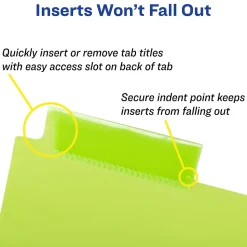 Avery Big Tab Corner Lock Insertable Plastic Dividers with 3 Pockets, 5 Tabs, Multicolor (11273)