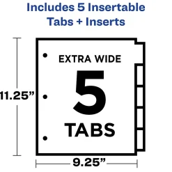 Avery Big Tab Insertable Plastic Dividers with 2 Pockets, 5 Tabs, Multicolor (11906)