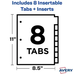 Avery Big Tab Insertable Plastic Divider, 8 Tabs, Multicolor, 1 Set (11901)