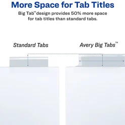 Avery Big Tab Insertable Paper Dividers, Clear 5 Tab, White (11122)