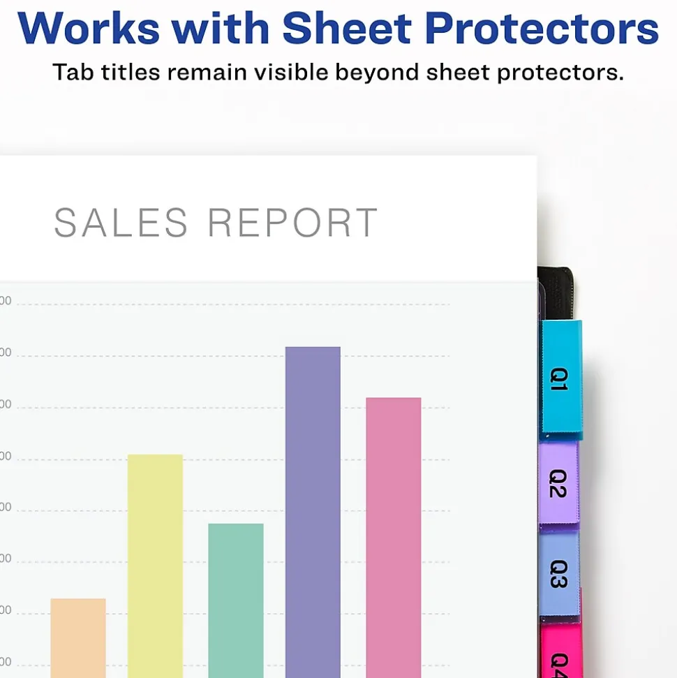 Avery Big Tab Insertable Plastic Dividers with 2 Pockets, 8 Tabs, Two-Tone Multicolor (11983)
