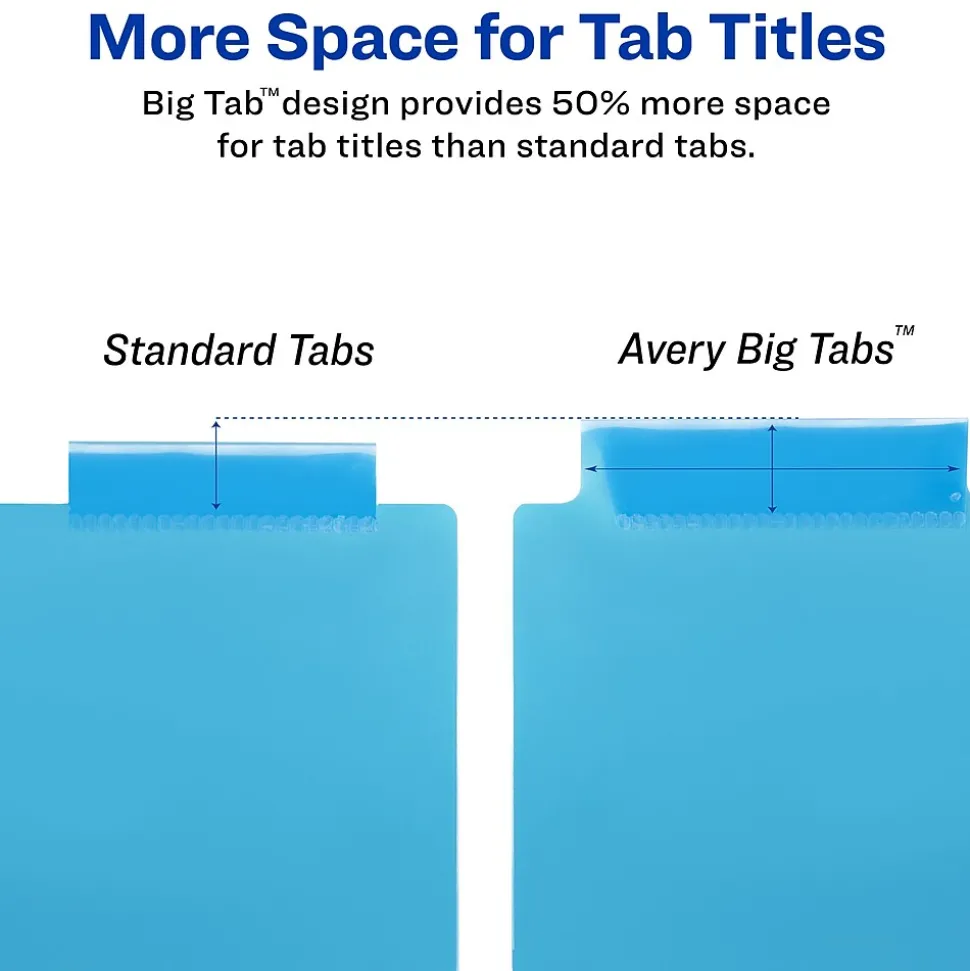 Avery Big Tab Insertable Plastic Dividers with 2 Pockets, 8 Tabs, Two-Tone Multicolor (11983)