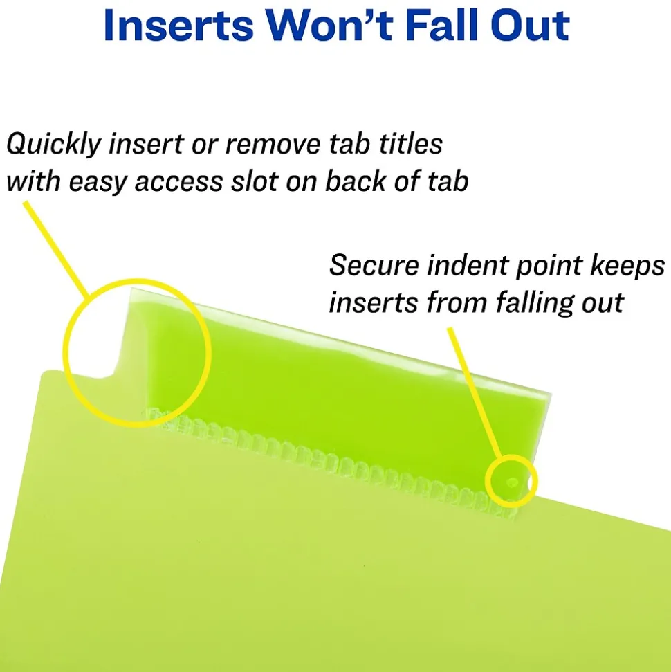 Avery Big Tab Insertable Plastic Dividers with 2 Pockets, 8 Tabs, Two-Tone Multicolor (11983)