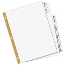 Avery Big Tab Write & Erase Paper Divider, 5 Tabs, White/Gold Reinforced, 1 Set (23075)