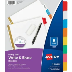 Avery Big Tab Write & Erase Paper Divider, 8 Tabs, Multicolor, 1 Set (23079)