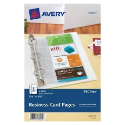Avery Business Card Sheet Protectors, 5.5" x 8.5", Clear, 5/Pack (76025)
