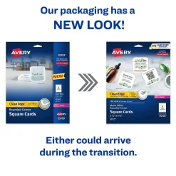 Avery Clean Edge Laser Square Cards with Rounded Corners, 2 1/2" x 2 1/2", White, 20 Sheets/Pack, 180 Cards/Pack (35703)