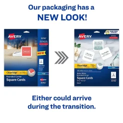 Avery Clean EdgeBusiness Cards, 2.5" x 2.5", White, 9 Cards/Sheet, 180 Cards/Pack (35702)