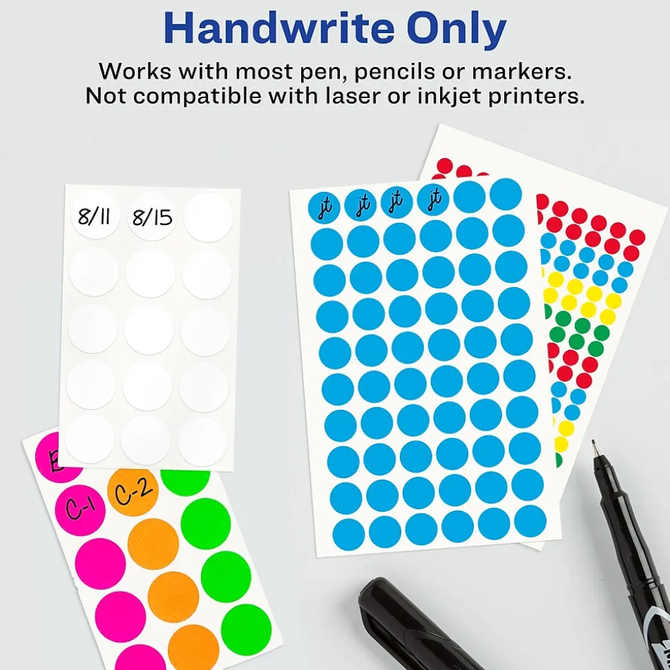 Avery Color-Coding Labels, 1/2 " Dia, Neon Green, Non-Printable, 840 Labels/Pack (5052)