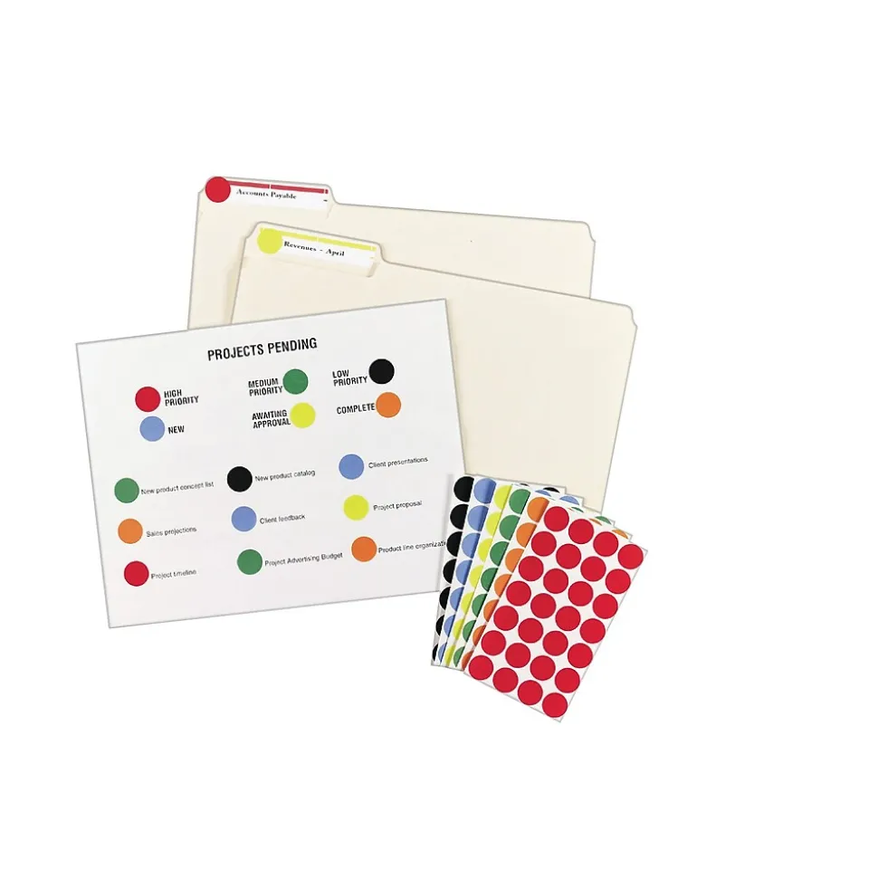 Avery Color-Coding Labels on 4" x 6" Sheets, 3/4" Dia, Black, Non-Printable, 1,008 Labels/Pack (5459)