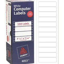 Avery Computer Labels, Dot Matrix Labels and Pin-Feed Labels, 15/16" x 3-1/2", White, 5,000 Labels/Pack (4013)